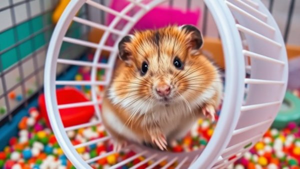 Fluffy hamster in wheel symbolizes Leadership Development Potential.