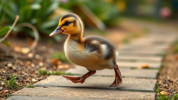 Cultivate courage as a leader: young duckling stepping forward.