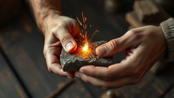 Constructive Friction for Leaders: hands creating a spark with flint stone