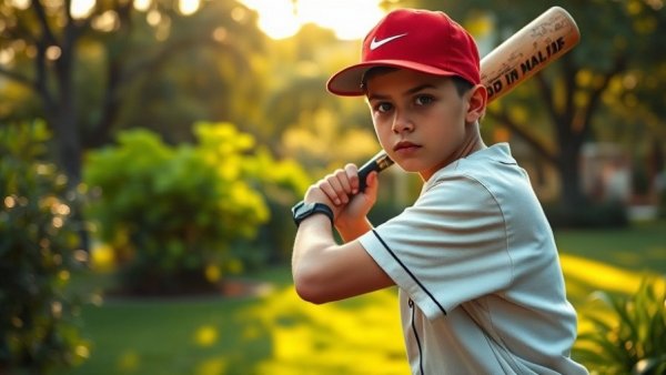 Young baseball player ready to swing, Action Before Ability inspiration.