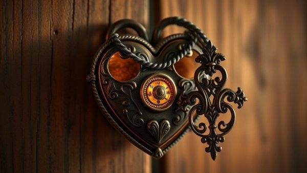 Heart-shaped lock with key symbolizing credibility in leadership.