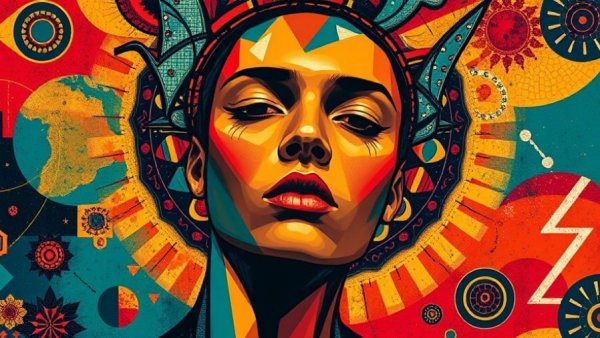 Abstract art illustration, vibrant patterns, business growth theme.