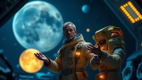 Futuristic moonbase presentation symbolizing business growth.