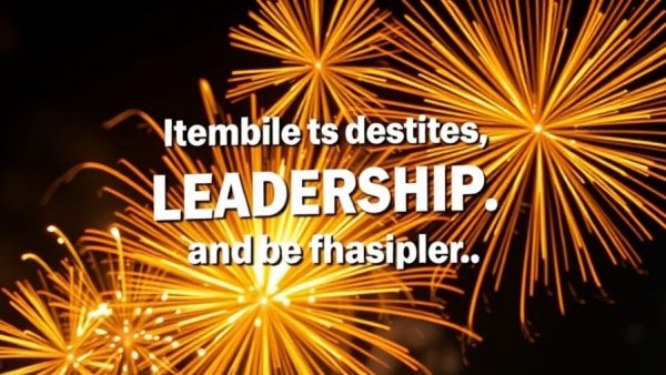 Inspirational fireworks with leadership quote, questions to build leaders.