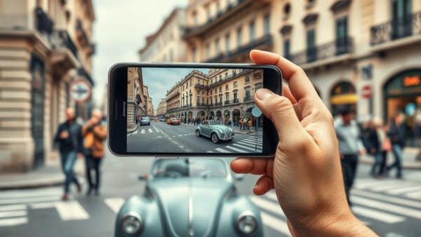 Galaxy S26 Horizontal Lock captures car in urban street.