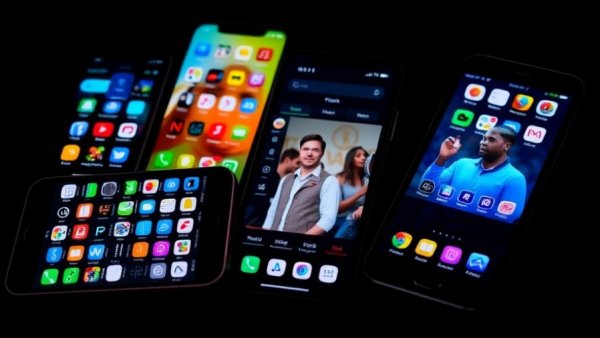 Smartphone screens display streaming apps in digital clarity.