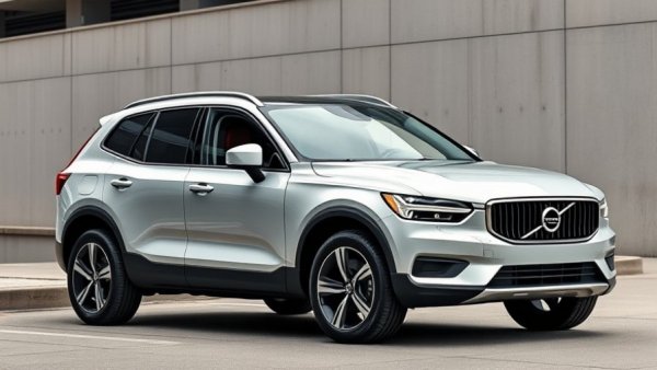 Volvo EX30 parked in urban setting, sleek modern design.