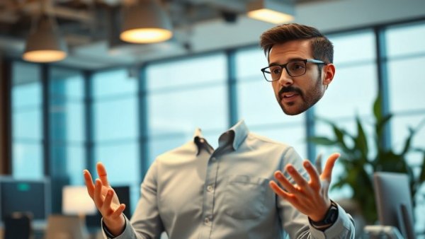 Young man explaining AI system in office for Beginners Selling AI Solutions to Local Businesses.