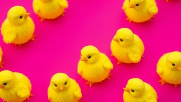 Colorful marshmallow chicks pattern embodying business growth.