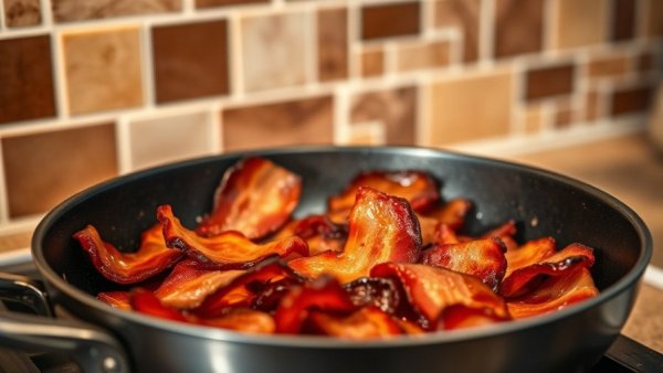 Crispy bacon cooking in a pan - best way to cook bacon.