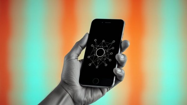 Smartphone with network icon for business growth concept.