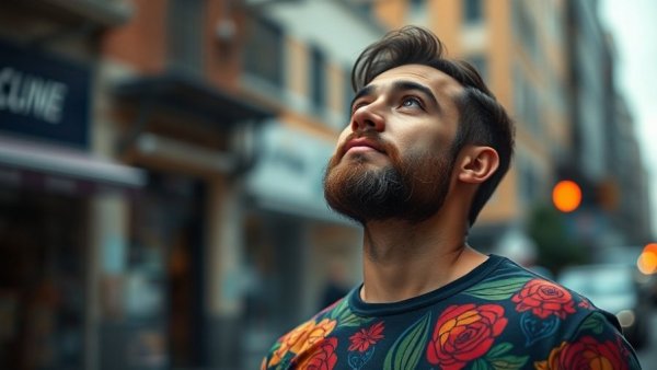 Contemplative man reflecting on business growth.