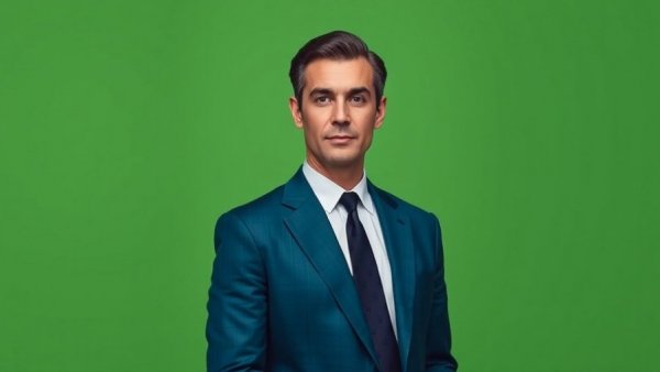 Distinguished gentleman against geometric green background in pop-art style.