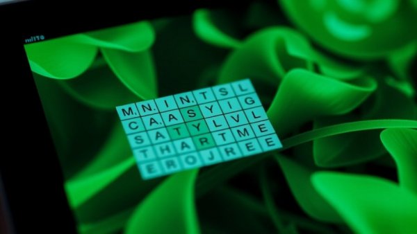 NYT Mini Crossword Answers April 27 on tablet with green background.