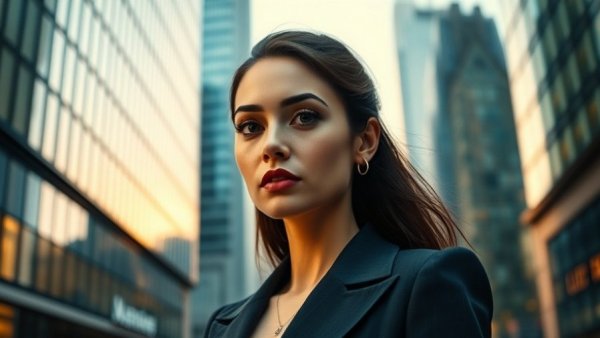 Confident businesswoman in urban setting for business growth