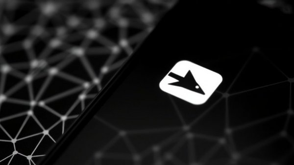 Smartphone close-up with glowing app logo, symbolizing business growth.