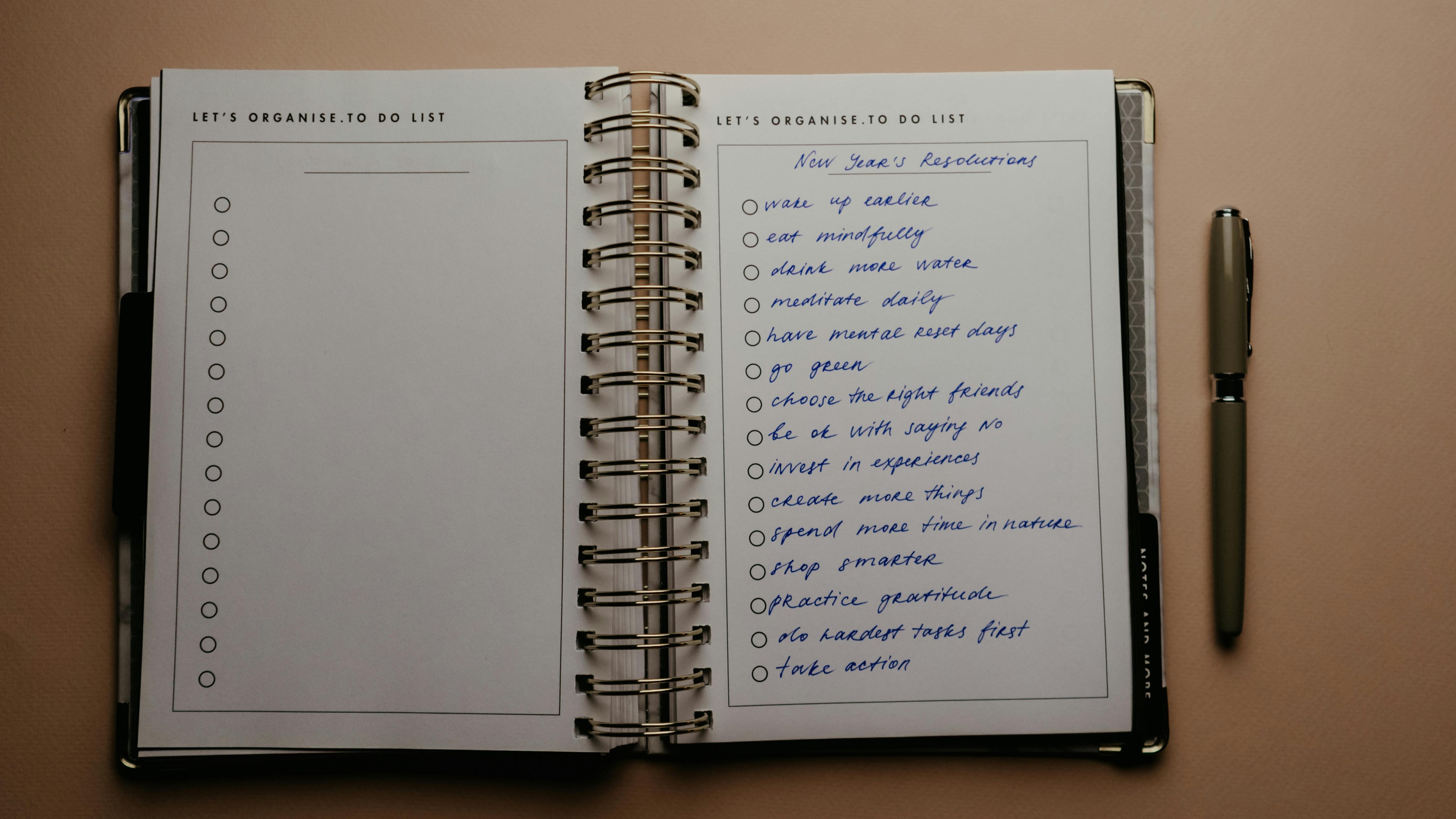 Notes with list of bad habits to break