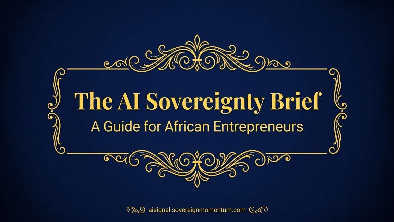 Vibrant African cityscape blending technology and tradition, digital screens visible in urban business activity — highlighting how African businesses and founders approach and leverage AI adoption