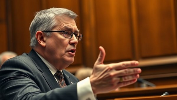 Financial news discussion with passionate speaker in formal setting