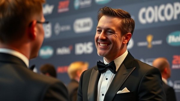 Elegant man at event with Paramount Warner Bros Bid context