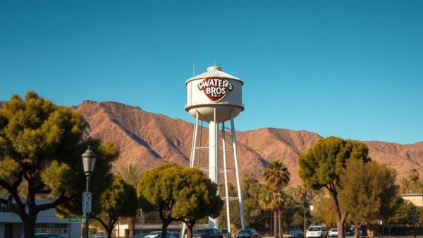Warner Bros water tower at studio lot; Paramount sweetens takeover offer.