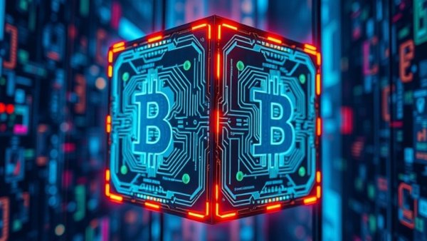 Futuristic crypto cube in digital matrix, USD Coin vs Ripple USD.