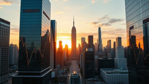 Vibrant city with stock market charts reflecting, related to Upcoming Veru Earnings Report.