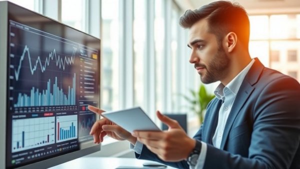 Man analyzing Granite Point Mortgage earnings forecast on digital screen.
