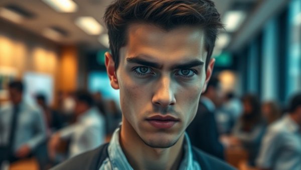 Focused young man in a busy office setting, AI Investment Opportunities