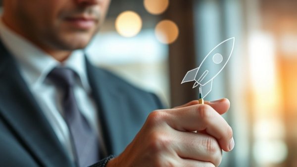 Businessman illustrating digital growth strategies with a pen.