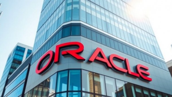 Oracle logo on building, representing dividend growth.