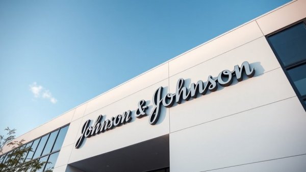 Johnson & Johnson corporate building showcasing logo under clear sky