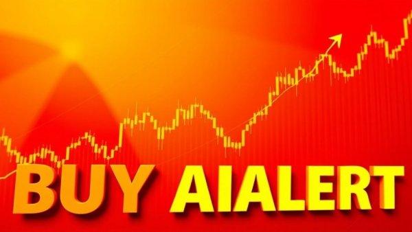 IBIT vs ETHA financial graph with 'BUY ALERT' text and candlestick chart.
