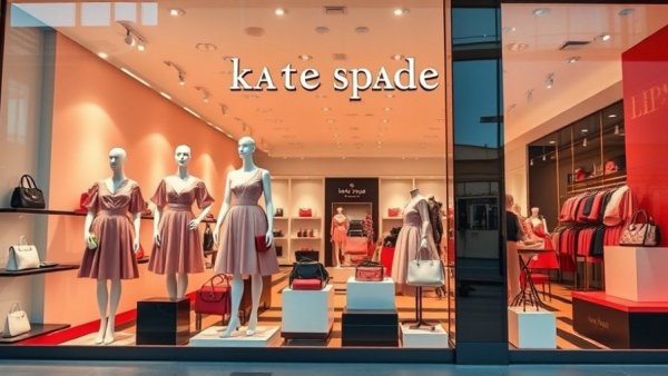 Kate Spade storefront showcasing handbags and sale display.