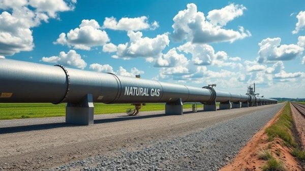Industrial natural gas pipeline in a sunny landscape, dividend stocks.