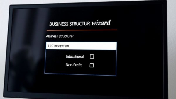 Business structure wizard interface for LLC incorporation.