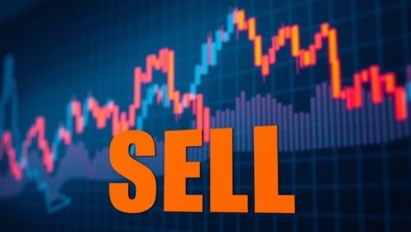 Stock market downtrend chart indicating 'SELL' alert for Novanta stock investment.
