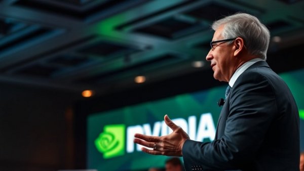 Impactful presentation on technology with Nvidia logo at conference.