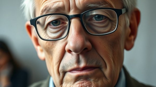 Elderly man with thoughtful gaze, Warren Buffett $373 Billion Warning.