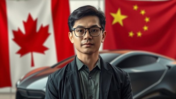 Canada-China Trade Deal illustration with flags and car.