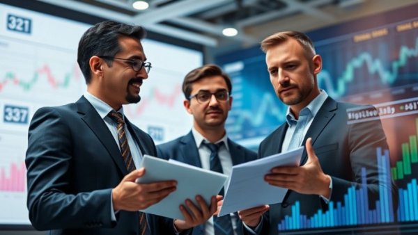 Financial experts in a corporate setting discussing Bitcoin Treasury Management.