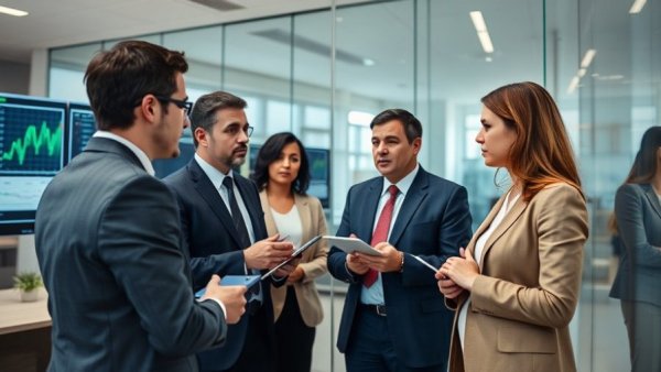 Professionals discuss the Kinetic Governance Exit Framework in an office.