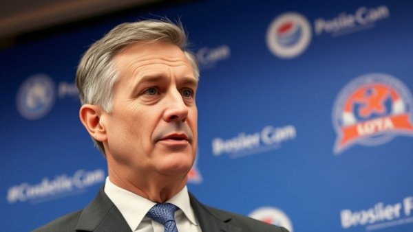 Businessman discussing AI impact on economy at event, thoughtful expression.