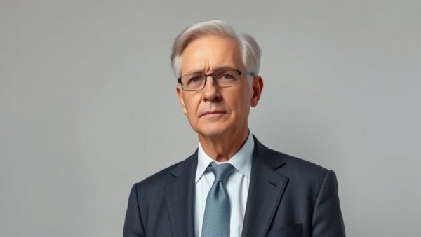 Confident older man in formal suit, soft lighting
