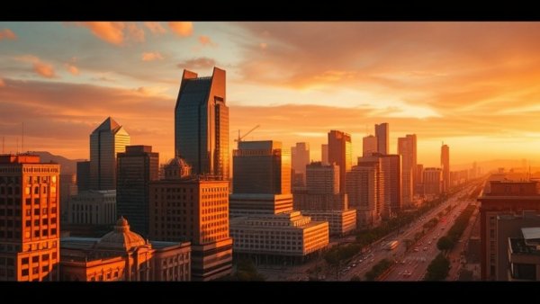 Golden hour skyline of Johannesburg, capturing investment in South Africa.