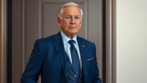 Confident older man in a suit conveying determination for stock market insights.