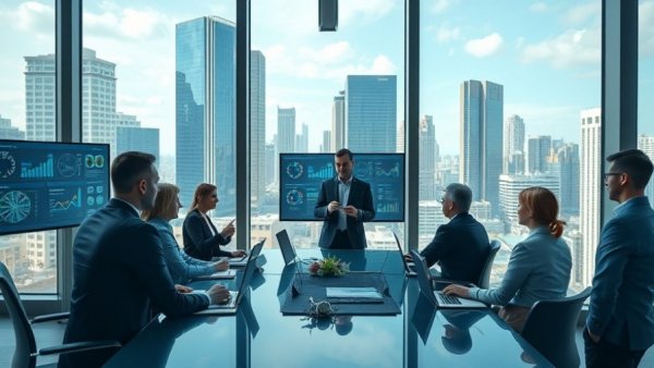 Business team discussing Rebuilding Information Governance Framework in modern office.