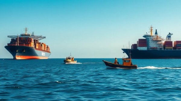 Fishing boats and cargo ships on the ocean related to IEA oil reserve release.