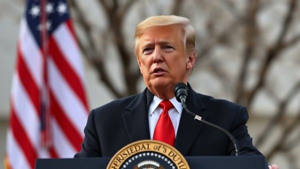 Prominent figure making U.S. oil refinery announcement at podium.