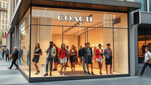 Coach store displaying trendy styles in maple brown tones.